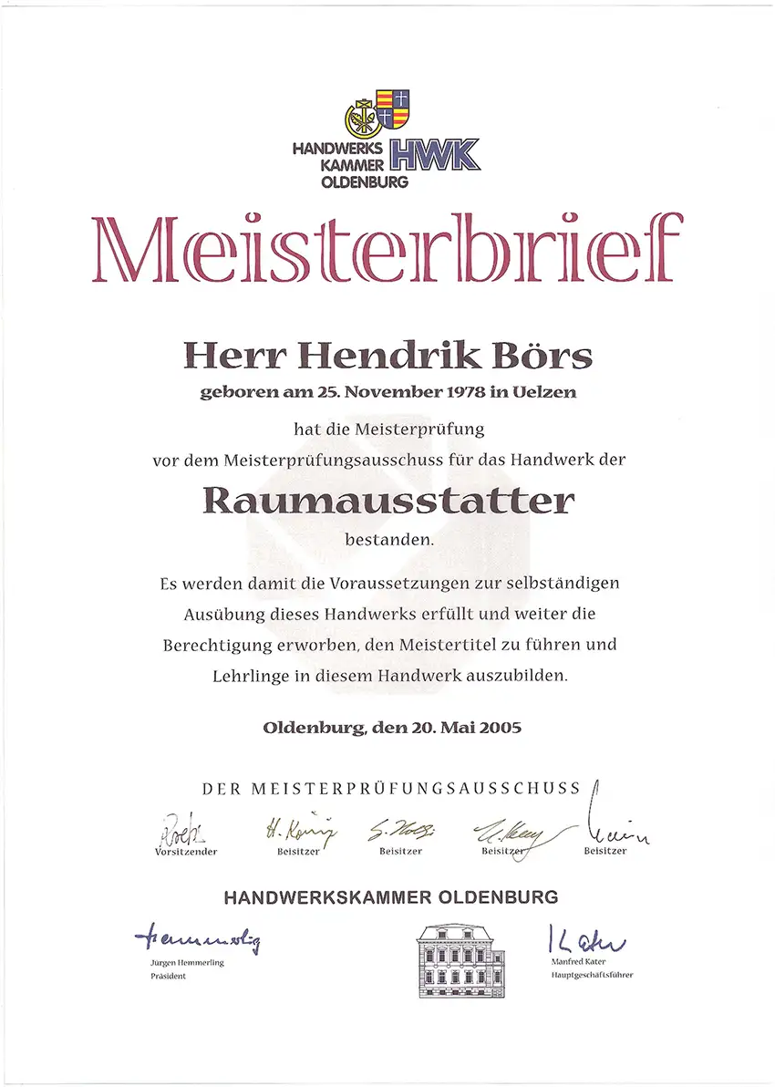 Meisterbrief 2005